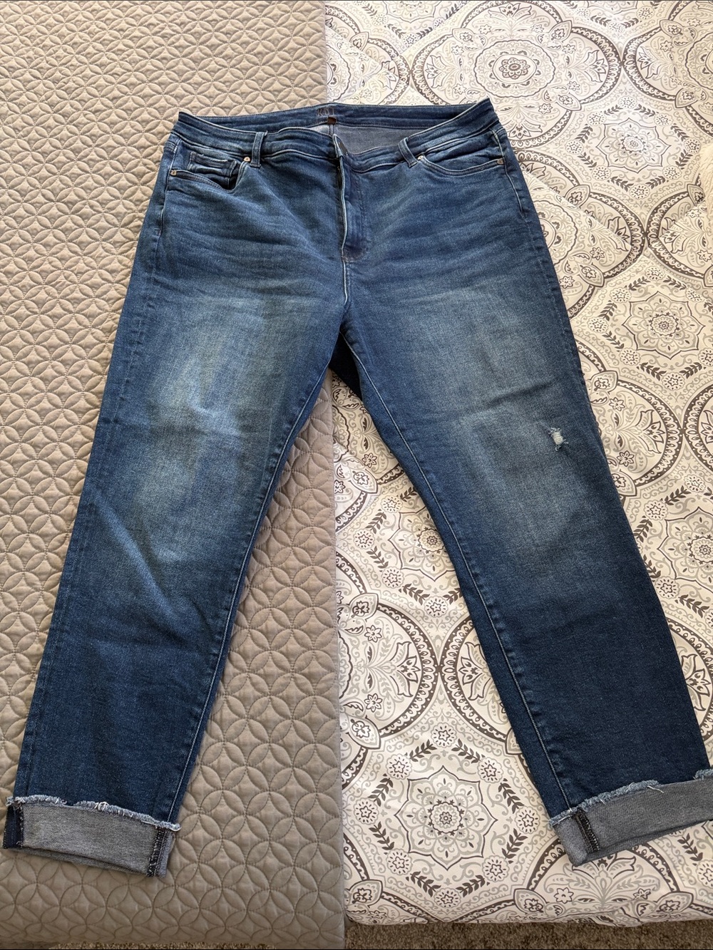 KUT From the Kloth High Rise Ankle Straight Leg Dark Was Jeans 18w 26inseam